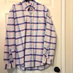 Ralph Lauren Casual Pink and Blue Button Down Shirt